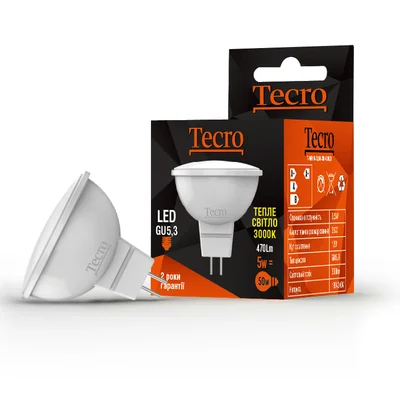 Лампа світлодіодна Tecro 5W GU5.3 3000K (T-MR16-5W-3K-GU5,3)