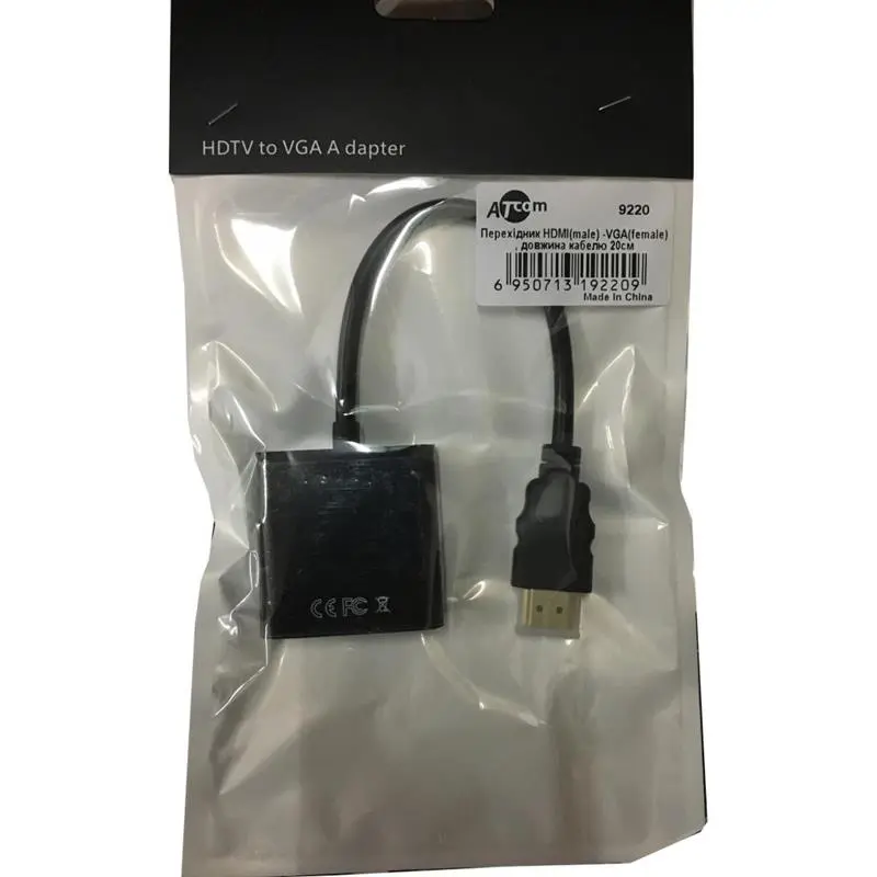 Адаптер Atcom HDMI - VGA (M/F), 0.1 м, Black (AT9220) Адаптер Atcom HDMI - VGA (M/F), 0.1 м, Black (AT9220)