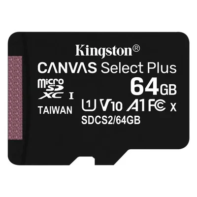 Карта пам`яті MicroSDXC 64GB UHS-I Class 10 Kingston Canvas Select Plus R100MB/s (SDCS2/64GBSP)
