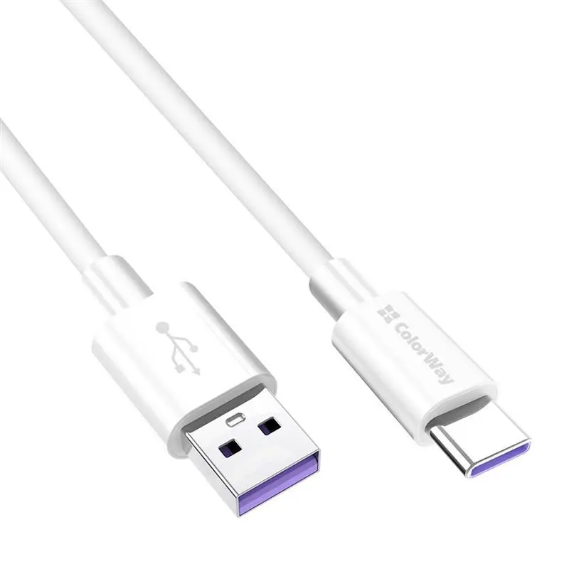 Кабель ColorWay USB-USB Type-C, 5.0А, 1м, White (CW-CBUC019-WH) Кабель ColorWay USB-USB Type-C, 5.0А, 1м, White (CW-CBUC019-WH)