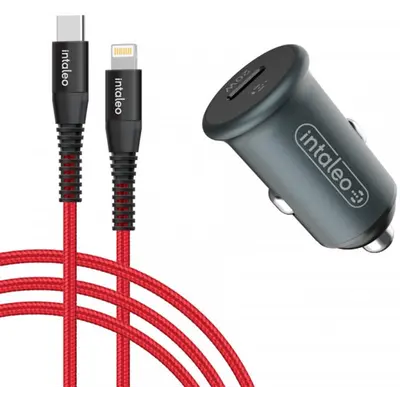 Автомобільний зарядний пристрій Intaleo CCGQPD120L (USB, 3A) Grey (1283126509964) + кабель Lightning