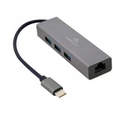 Концентратор USB-C Cablexpert 3хUSB3.1 метал, Grey (A-CMU3-LAN-01)