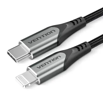 Кабель Vention USB Type-C - Lightning (M/M), швидка зарядка, PD 18W, 3 A, 480 Mbps, 1.5 м, Grey (TACHG) Кабель Vention USB Type-C - Lightning (M/M), швидка зарядка, PD 18W, 3 A, 480 Mbps, 1.5 м, Grey (TACHG)
