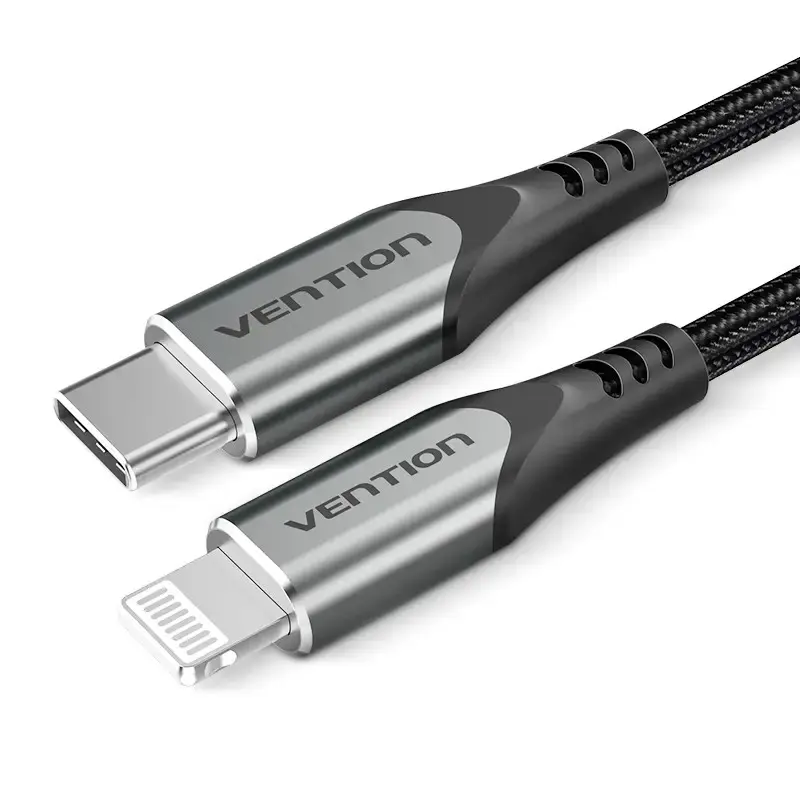 Кабель Vention USB Type-C - Lightning (M/M), швидка зарядка, PD 18W, 3 A, 480 Mbps, 1.5 м, Grey (TACHG) Кабель Vention USB Type-C - Lightning (M/M), швидка зарядка, PD 18W, 3 A, 480 Mbps, 1.5 м, Grey (TACHG)