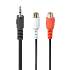 Аудіо-кабель Cablexpert 3.5 мм - 2xRCA (M/F), 0.2 м, чорний (CCA-406)