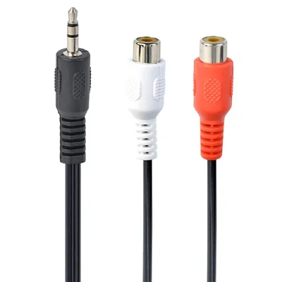 Аудіо-кабель Cablexpert 3.5 мм - 2xRCA (M/F), 0.2 м, чорний (CCA-406)