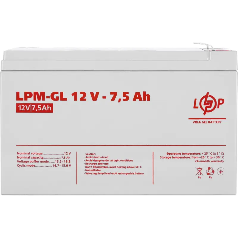 Акумуляторна батарея LogicPower 12V 7.5AH (LPM-GL 12 - 7.5 AH) GEL Акумуляторна батарея LogicPower 12V 7.5AH (LPM-GL 12 - 7.5 AH) GEL