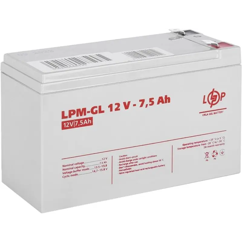 Акумуляторна батарея LogicPower 12V 7.5AH (LPM-GL 12 - 7.5 AH) GEL Акумуляторна батарея LogicPower 12V 7.5AH (LPM-GL 12 - 7.5 AH) GEL