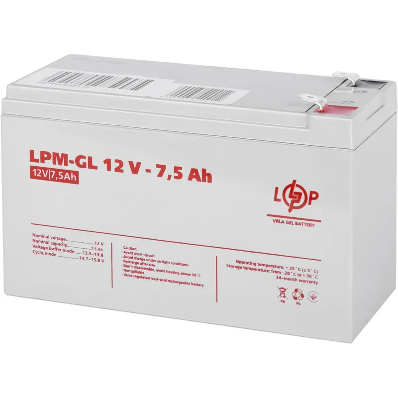 Акумуляторна батарея LogicPower 12V 7.5AH (LPM-GL 12 - 7.5 AH) GEL Акумуляторна батарея LogicPower 12V 7.5AH (LPM-GL 12 - 7.5 AH) GEL