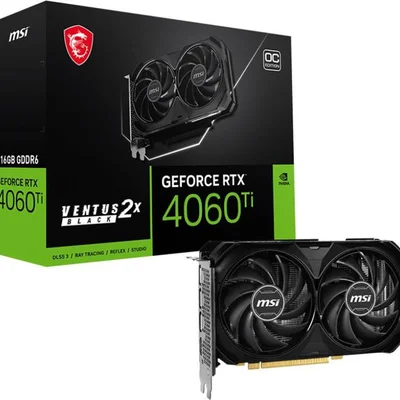 Відеокарта GF RTX 4060 Ti 16GB GDDR6 Ventus 2X Black OC MSI (GeForce RTX 4060 Ti VENTUS 2X BLACK 16G OC)