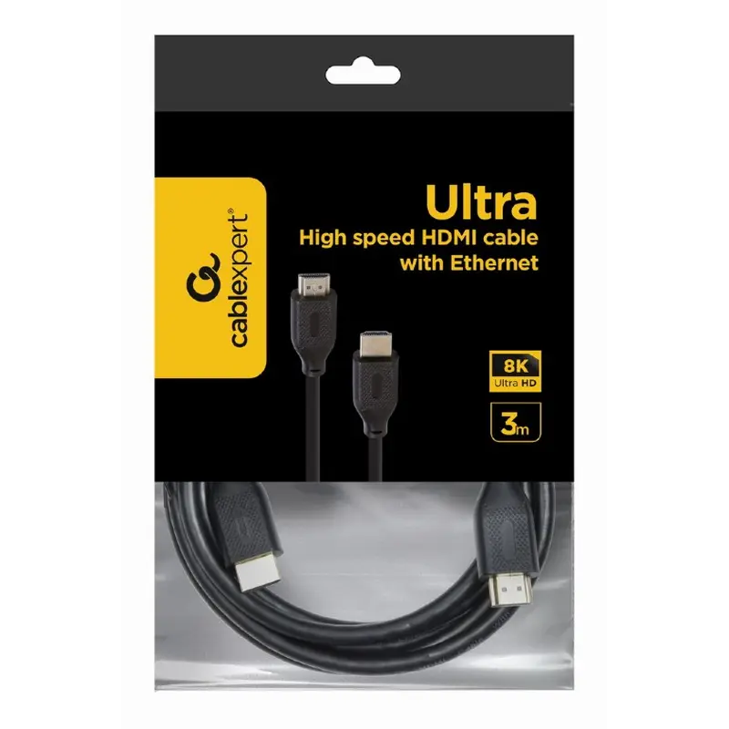 Кабель Cablexpert HDMI - HDMI V 2.1 (M/M), 3 м, чорний (CC-HDMI8K-3M) пакет Кабель Cablexpert HDMI - HDMI V 2.1 (M/M), 3 м, чорний (CC-HDMI8K-3M) пакет