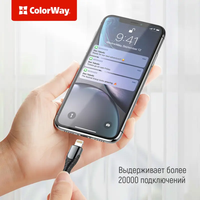 Кабель ColorWay USB-C-Lightning, PD Fast Charging, 3.0А, 1м, Grey (CW-CBPDCL033-GR) Кабель ColorWay USB-C-Lightning, PD Fast Charging, 3.0А, 1м, Grey (CW-CBPDCL033-GR)
