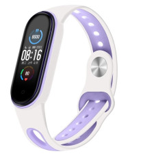 Ремінець BeCover Sport Style для Xiaomi Mi Smart Band 5/Mi Smart Band 6/Mi Smart Band 7 White-Purple (705175)