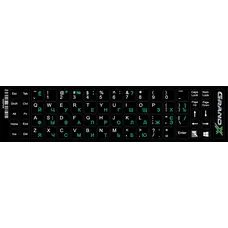 Наліпка на клавіатуру Grand-X 68 keys Cyrillic green, Latin white (GXDPGW)