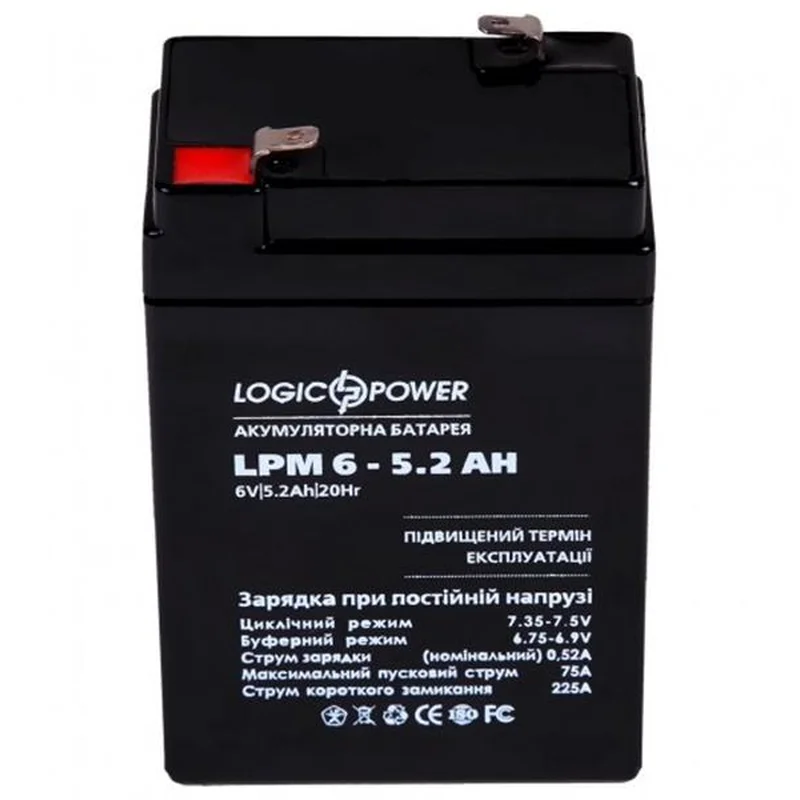 Акумуляторна батарея LogicPower LPM 6V 5.2AH (LPM 6 - 5.2 AH) AGM
