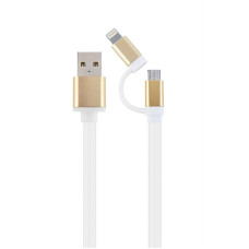 Кабель Cablexpert USB - Lightning + micro USB (M/M), 1 м, білий (CC-USB2-AM8PmB-1M-GD)