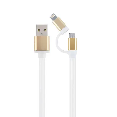 Кабель Cablexpert USB - Lightning + micro USB (M/M), 1 м, білий (CC-USB2-AM8PmB-1M-GD) Кабель Cablexpert USB - Lightning + micro USB (M/M), 1 м, білий (CC-USB2-AM8PmB-1M-GD)
