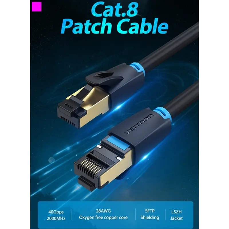 Патч-корд Vention CAT 8 SFTP Ethernet, 1 m, Black (IKABF) Патч-корд Vention CAT 8 SFTP Ethernet, 1 m, Black (IKABF)