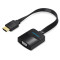 Адаптер Vention Flat HDMI - VGA (M/F), зі звуком і живленням, 0.15 м, чорний (ACKBB)