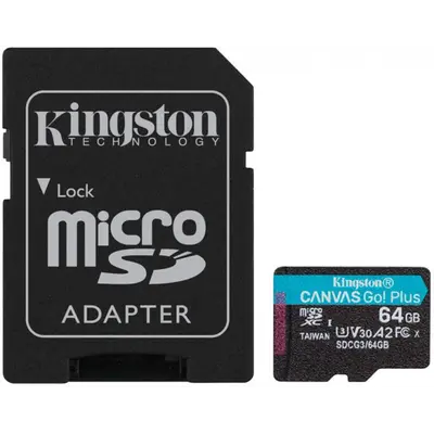 Карта пам`яті MicroSDXC 64GB UHS-I/U3 Class 10 Kingston Canvas Go! Plus R170/W70MB/s + SD-адаптер (SDCG3/64GB)