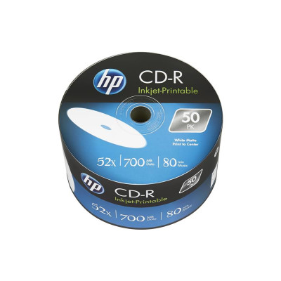 Диски CD-R HP (69301 /CRE00070WIP-3) 700MB 52x IJ Print, без шпинделя, 50 шт