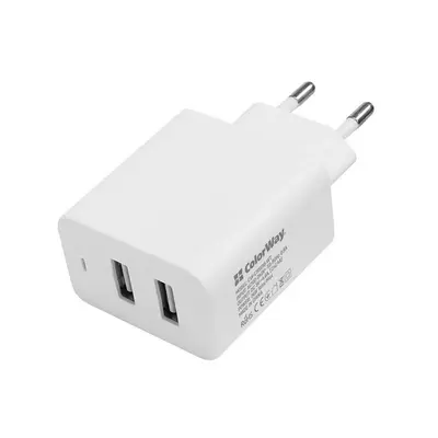 Мережевий зарядний пристрій ColorWay AutoID (2USBx2.4A) White (CW-CHS016-WT) Мережевий зарядний пристрій ColorWay AutoID (2USBx2.4A) White (CW-CHS016-WT)
