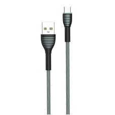 Кабель ColorWay USB - USB Type-C (M/M), braided cloth, 3 А, 1 м, Gray (CW-CBUC041-GR)