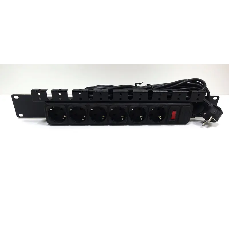 Блок розеток CSV 1,5U 19" на 6 розеток з вимикач. PDU 220В, 10А, 3м, Schuko CSV-6-10-3