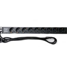 Блок розеток EServer 1U 19" (WT-2261A-GER-9WAY) без вимик., алюм. корп., 9 розеток, 1.8м