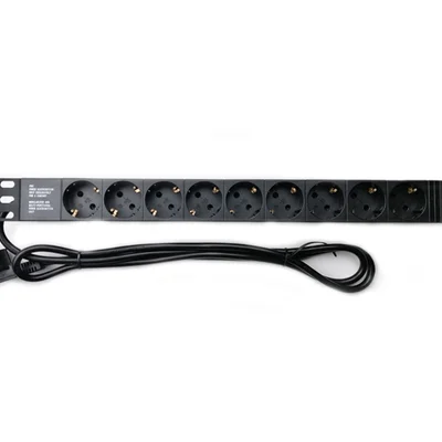 Блок розеток EServer 1U 19" (WT-2261A-GER-9WAY) без вимик., алюм. корп., 9 розеток, 1.8м