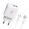 Зарядний пристрій SkyDolphin SC22EBV (2USB, 2.1A) White (MZP-000164) + кабель microUSB