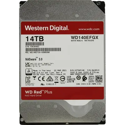 Накопичувач HDD SATA 14.0TB WD Red Plus 7200rpm 512MB (WD140EFGX)