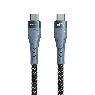 Кабель Proda PD-B70a USB Type-C - USB Type-C (M/M), Pulsing Fast Charging 60W, 1.5 м, Black (PD-B70a-GR) Кабель Proda PD-B70a USB Type-C - USB Type-C (M/M), Pulsing Fast Charging 60W, 1.5 м, Black (PD-B70a-GR)