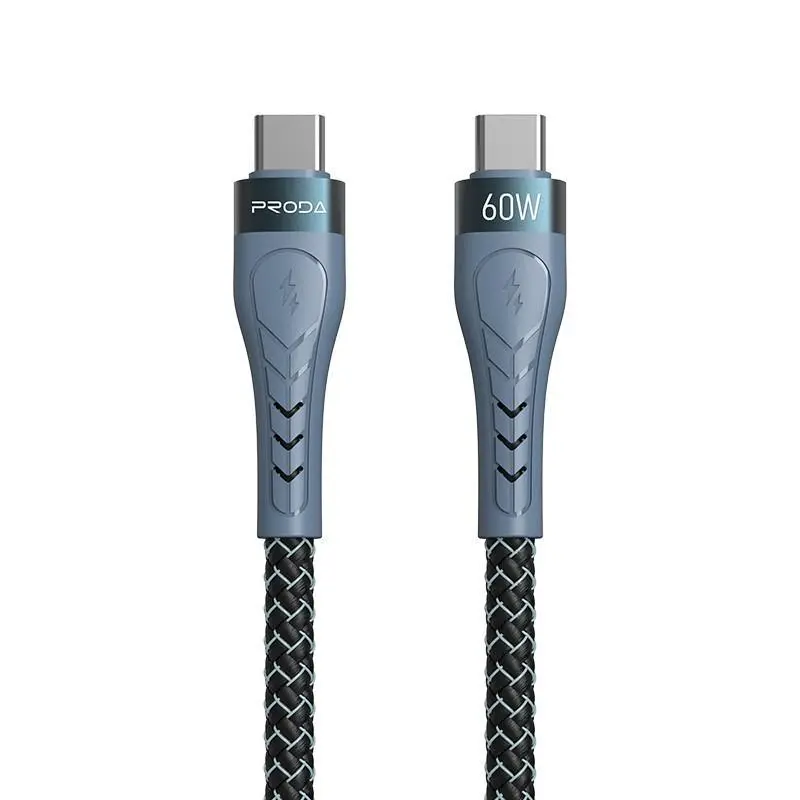 Кабель Proda PD-B70a USB Type-C - USB Type-C (M/M), Pulsing Fast Charging 60W, 1.5 м, Black (PD-B70a-GR) Кабель Proda PD-B70a USB Type-C - USB Type-C (M/M), Pulsing Fast Charging 60W, 1.5 м, Black (PD-B70a-GR)