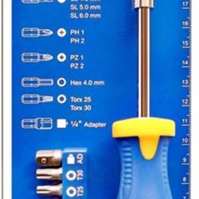 Викрутка-тримач біт S&R 1/4" 100 мм зі змінними бітами 11 шт (250011100)