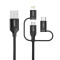 Кабель Choetech USB - Lightning + microUSB + USB Type-C (M/M), 1.2 м, Black (IP0030-BK)