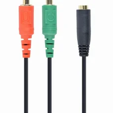 Аудіо-кабель Cablexpert 3.5 мм - 2х3.5 мм (F/M), 0.2 м, чорний (CCA-418)