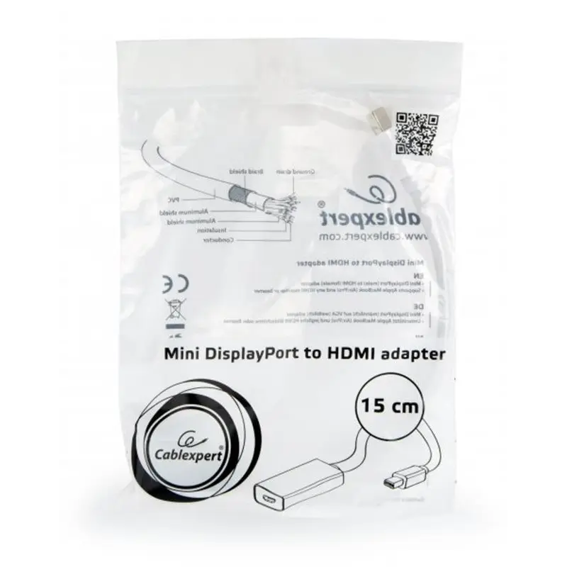 Адаптер Cablexpert mini DisplayPort - HDMI (M/F), 0.15 м, White (A-mDPM-HDMIF-02-W) Адаптер Cablexpert mini DisplayPort - HDMI (M/F), 0.15 м, White (A-mDPM-HDMIF-02-W)