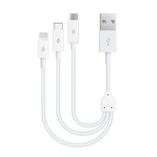 Кабель Ttec MiniCable Trio USB - Lightning + micro USB + USB Type-C (M/M), 0.3 м, White (2DK13)