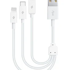 Кабель Ttec MiniCable Trio USB - Lightning + micro USB + USB Type-C (M/M), 0.3 м, White (2DK13)