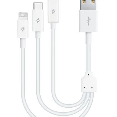 Кабель Ttec MiniCable Trio USB - Lightning + micro USB + USB Type-C (M/M), 0.3 м, White (2DK13)