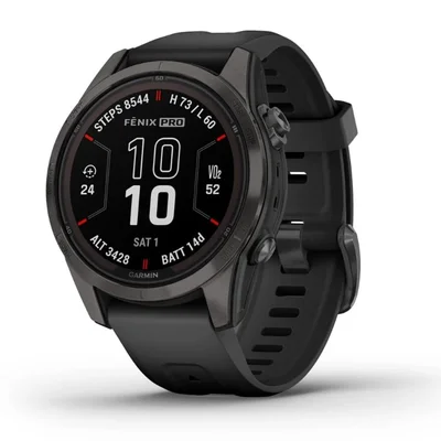 Смарт-годинник Garmin Fenix 7S Pro Sapphire Solar Carbon Gray Titanium with Black Silicone (010-02776-54)