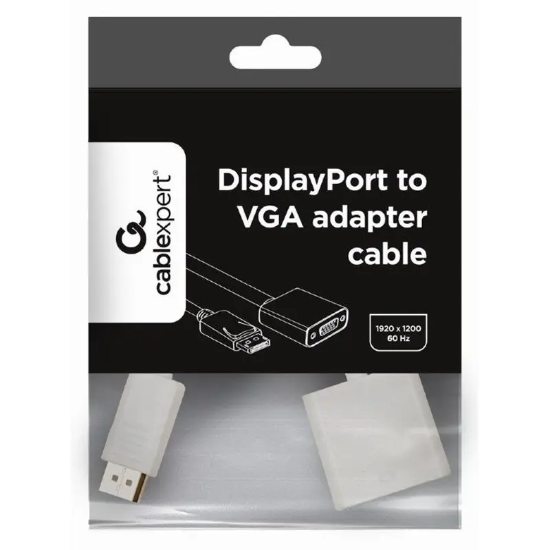 Адаптер Cablexpert DisplayPort - VGA (M/F), 0.15 м, білий (A-DPM-VGAF-02-W) пакет Адаптер Cablexpert DisplayPort - VGA (M/F), 0.15 м, білий (A-DPM-VGAF-02-W) пакет