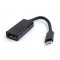 Адаптер Cablexpert USB Type-C - DisplayPort (M/F), 0.15 м, чорний (A-CM-DPF-01)