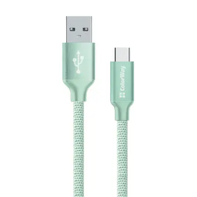 Кабель ColorWay USB - USB Type-C, 2.4 А, 2 м, Mint (CW-CBUC008-MT) Кабель ColorWay USB - USB Type-C, 2.4 А, 2 м, Mint (CW-CBUC008-MT)