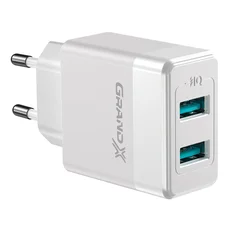 Мережевий зарядний пристрій Grand-X (2xUSB 2.4А) White (CH-50W)