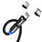 Кабель ColorWay USB - Lightning + micro USB + USB Type-C (M/M), Magnetic Rotation 540°, 2.4 А, 1 м, Black (CW-CBUU037-BK)