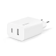 Мережевий зарядний пристрій Ttec SmartCharger Duo USB-C/USB-A 2.4А/12Вт White (2SCS25B)