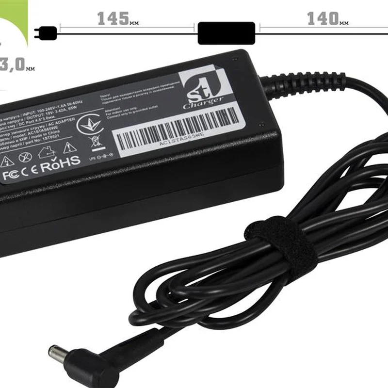 Блок живлення 1StCharger для ноутбука Asus 19V 65W 3.42A 4.5х3.0мм + каб.живл. (AC1STAS65WE)