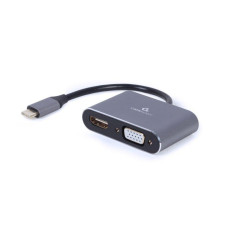 Адаптер Cablexpert HDMI+VGA - USB Type-C (F/M), 0.15 м, Black (A-USB3C-HDMIVGA-01)